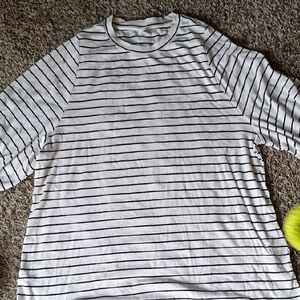 Time and Tru Black and White Striped Tee
